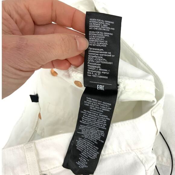 7 For All Mankind Cutoff Denim Shorts White Size 31 NWT $139 MSRP - Picture 5 of 7